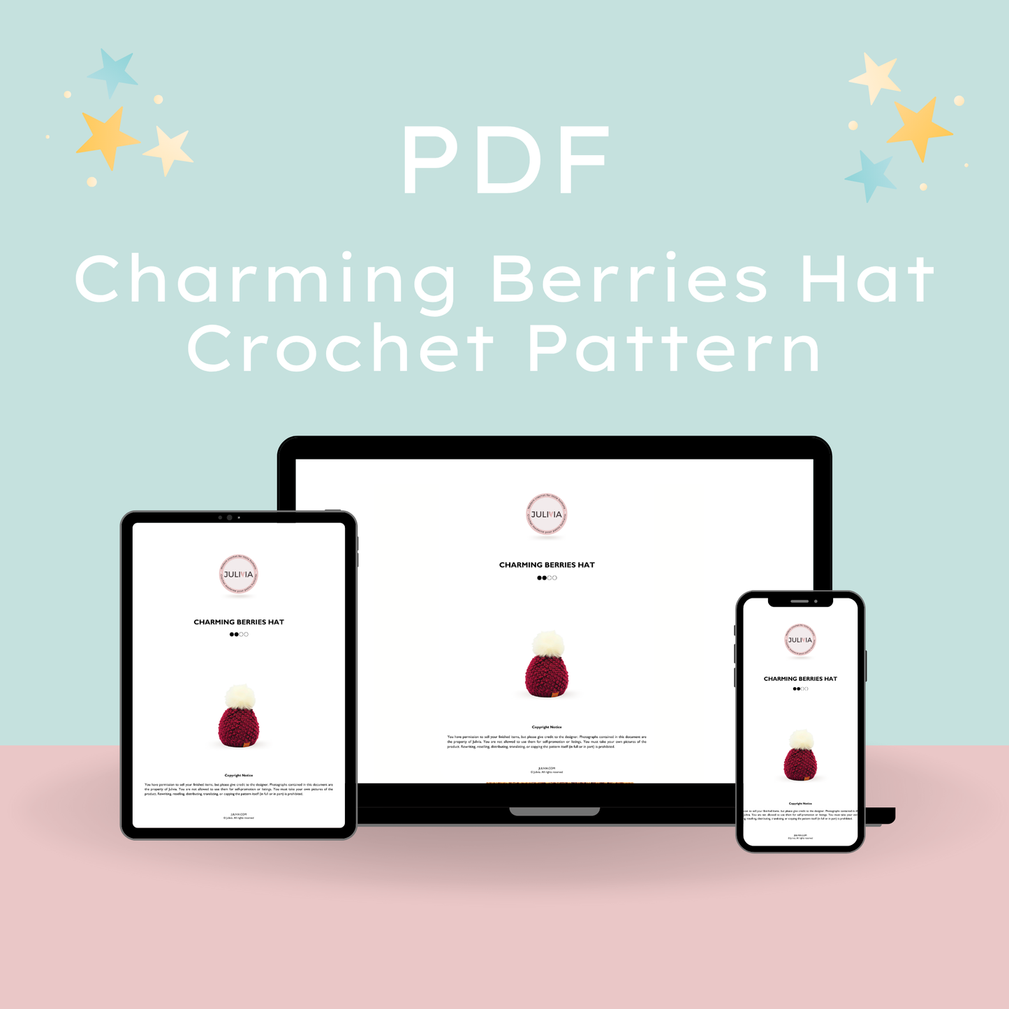 Crochet Charming Berries Hat and Cowl Pattern Bundle