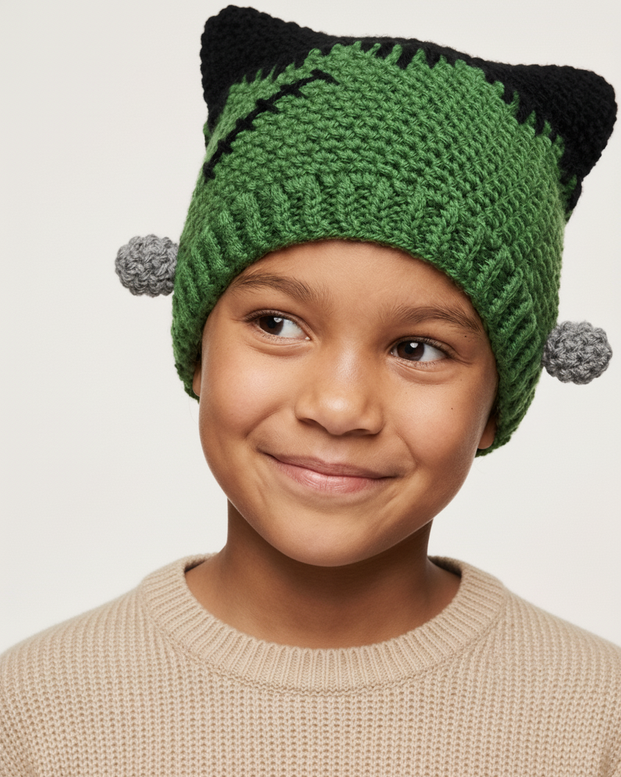 Crochet Frankenstein's Monster Hat Pattern